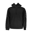 Black Polyester Men SweaterStep into effortless style with this striking Calvin Klein masterpiece! This sleek, black hoodie is an environmental nod with its 50% recycled polyester composition, guaranteeing comfort without compromising on eco-consciousness