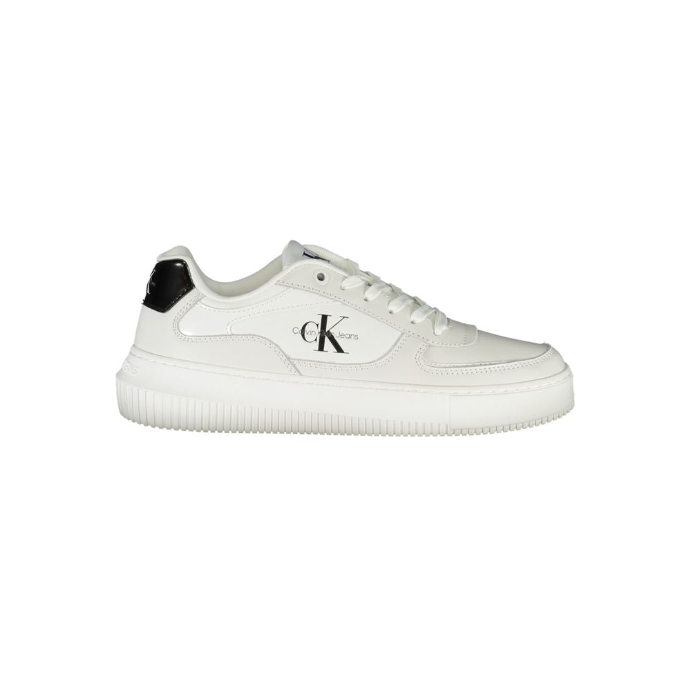 Sleek White Lace-Up Sneakers with Contrast DetailsStep into style and sustainability with these Sleek White Lace-Up Sneakers, elegantly designed with eye-catching contrast details and branded accents that showcase your fashion-forward sensibility. Crafted