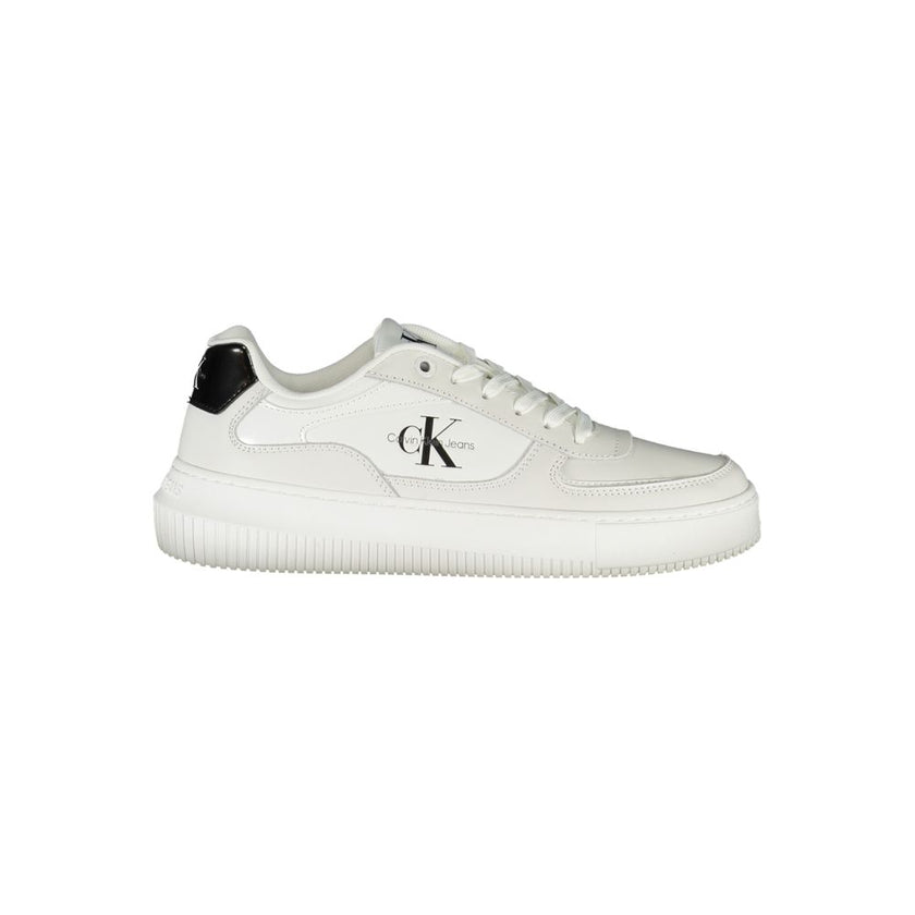 Sleek White Lace-Up Sneakers with Contrast DetailsStep into style and sustainability with these Sleek White Lace-Up Sneakers, elegantly designed with eye-catching contrast details and branded accents that showcase your fashion-forward sensibility. Crafted