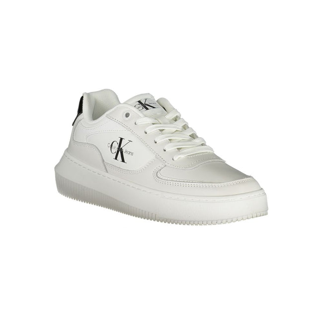 Sleek White Lace-Up Sneakers with Contrast DetailsStep into style and sustainability with these Sleek White Lace-Up Sneakers, elegantly designed with eye-catching contrast details and branded accents that showcase your fashion-forward sensibility. Crafted