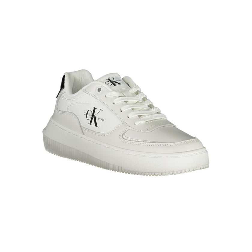 Sleek White Lace-Up Sneakers with Contrast DetailsStep into style and sustainability with these Sleek White Lace-Up Sneakers, elegantly designed with eye-catching contrast details and branded accents that showcase your fashion-forward sensibility. Crafted