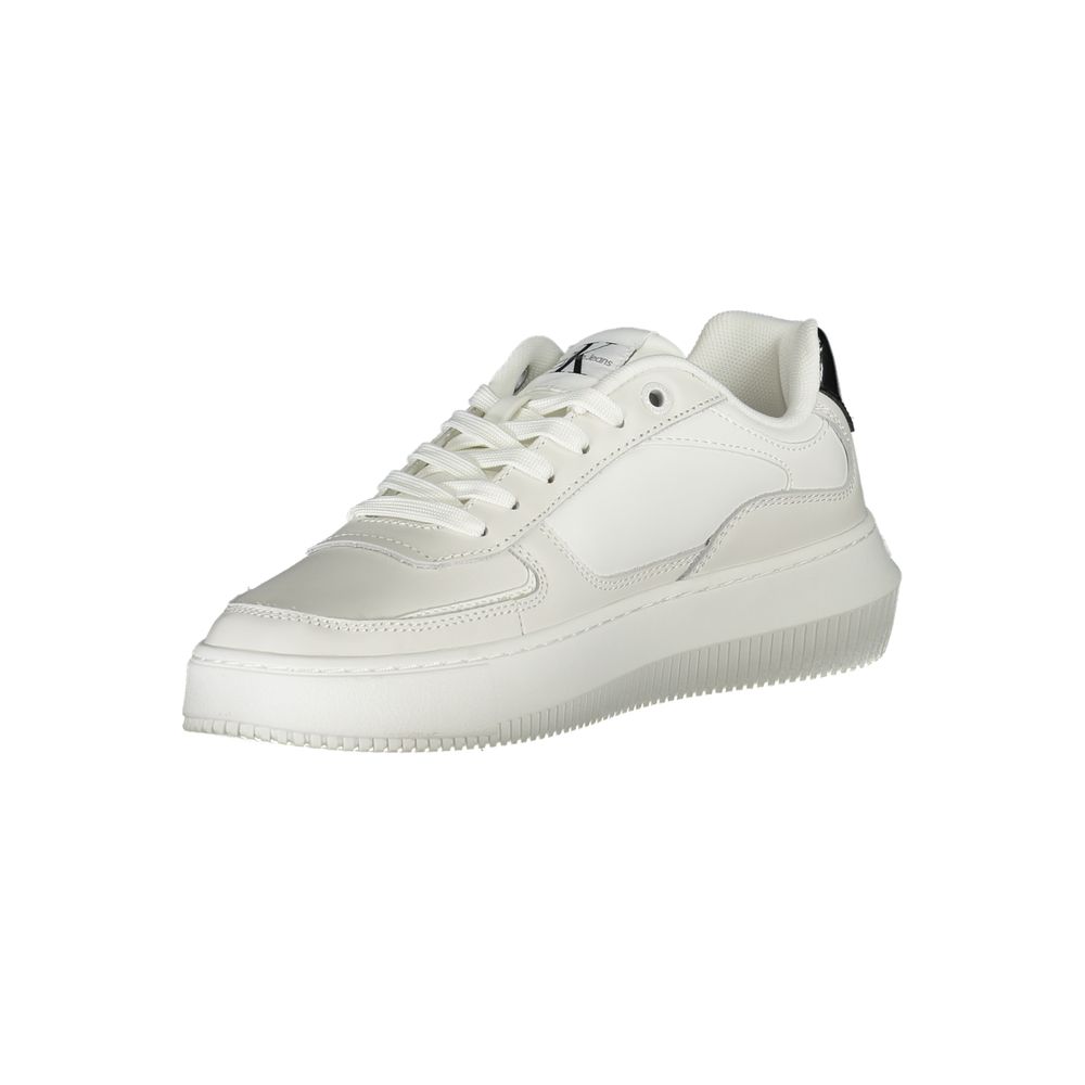 Sleek White Lace-Up Sneakers with Contrast DetailsStep into style and sustainability with these Sleek White Lace-Up Sneakers, elegantly designed with eye-catching contrast details and branded accents that showcase your fashion-forward sensibility. Crafted