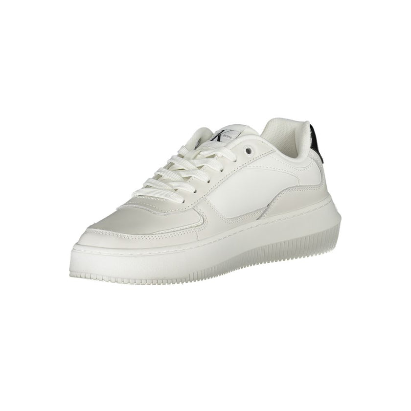 Sleek White Lace-Up Sneakers with Contrast DetailsStep into style and sustainability with these Sleek White Lace-Up Sneakers, elegantly designed with eye-catching contrast details and branded accents that showcase your fashion-forward sensibility. Crafted