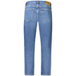 Blue Cotton Men JeansElevate your denim game with these Calvin Klein Dad Jeans. Meticulously designed to embody the spirit of modern style with a classic edge, these jeans feature the quintessential five pockets and a stylish washed effect that whispers c