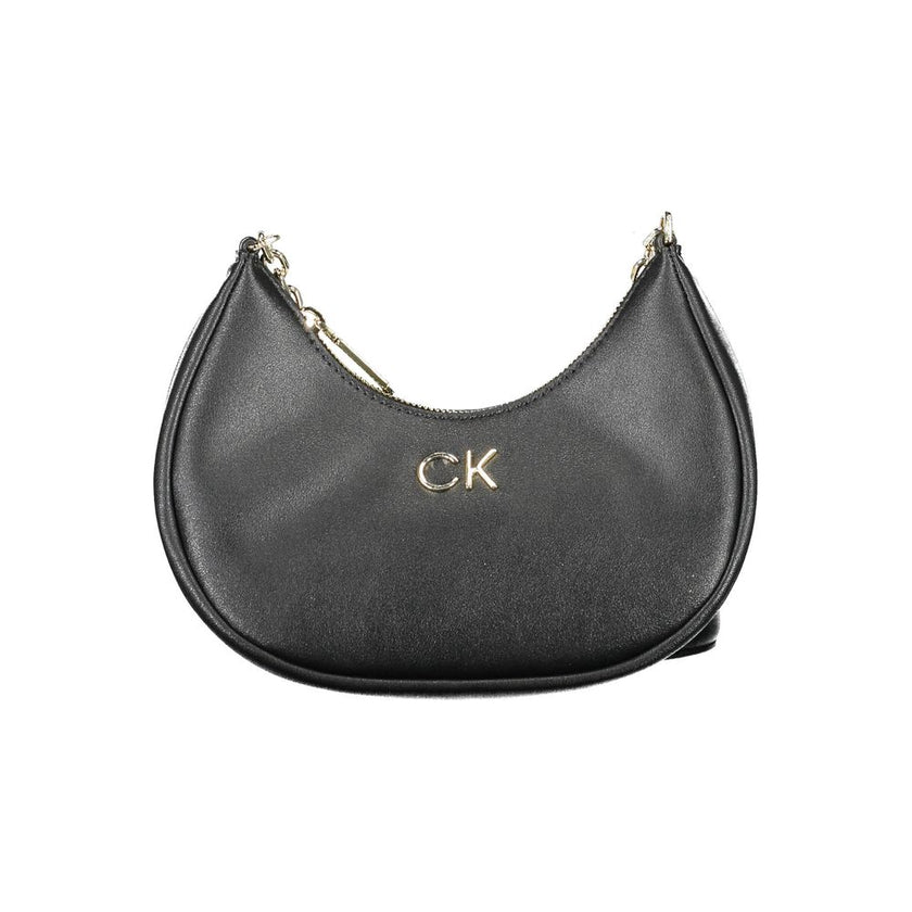 Black Polyester Women HandbagMake a powerful statement with Calvin Klein’s eco-conscious yet stunningly sophisticated shoulder bag. Crafted from a mixture of polyester and polyethylene, this sleek accessory boasts a durable and stylish chain that drapes e