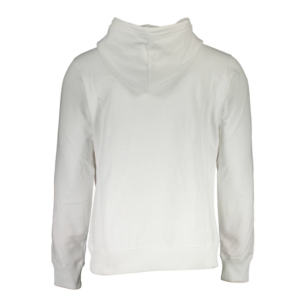 White Cotton Men's SweaterStep into the epitome of contemporary style with the Calvin Klein long-sleeved hooded sweatshirt. Designed for the fashion-forward individual, this pristine white sweatshirt boasts a bold contrast detailing that makes a statement