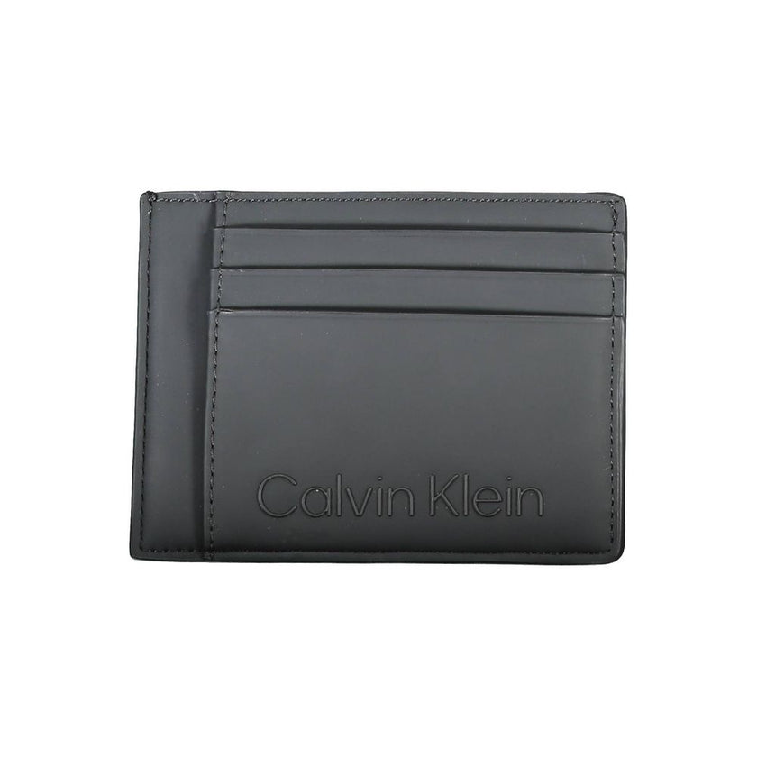 Black Polyester Men WalletElevate your essentials with Calvin Klein’s sleek card holder. The perfect blend of functionality and style, this compact accessory is designed to keep your cards organized while maintaining a sharp, fashion-forward edge. Featuri