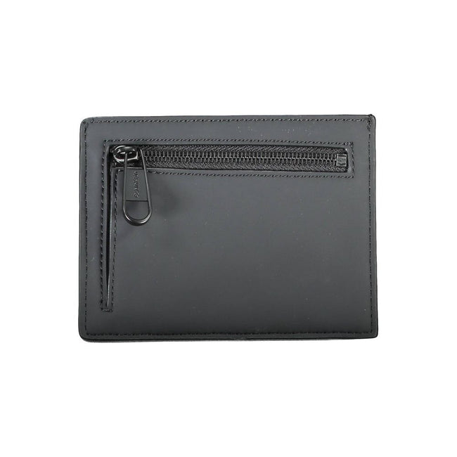 Black Polyester Men WalletElevate your essentials with Calvin Klein’s sleek card holder. The perfect blend of functionality and style, this compact accessory is designed to keep your cards organized while maintaining a sharp, fashion-forward edge. Featuri