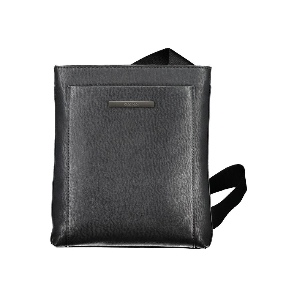 Eco-Conscious Black Shoulder Bag with LogoExperience style with a sustainable edge with Calvin Klein’s sleek black shoulder bag. Crafted from environmentally friendly materials, this bag features an adjustable shoulder strap for personalized comfort, two