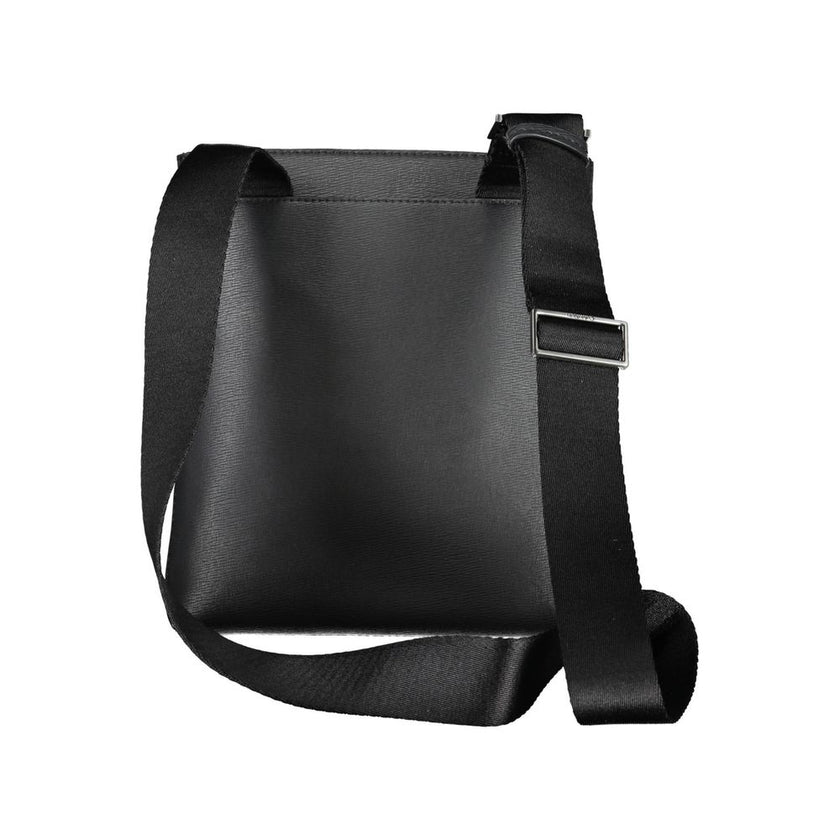 Eco-Conscious Black Shoulder Bag with LogoExperience style with a sustainable edge with Calvin Klein’s sleek black shoulder bag. Crafted from environmentally friendly materials, this bag features an adjustable shoulder strap for personalized comfort, two