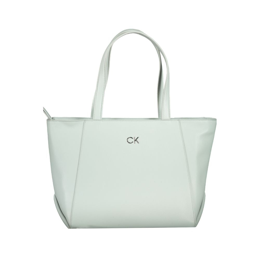 Light Blue Polyethylene Women HandbagElevate any ensemble with the latest Calvin Klein masterpiece, a vision in light blue that effortlessly merges function with high-end fashion. This sleek handbag boasts two shoulder straps for versatile carry and a sol