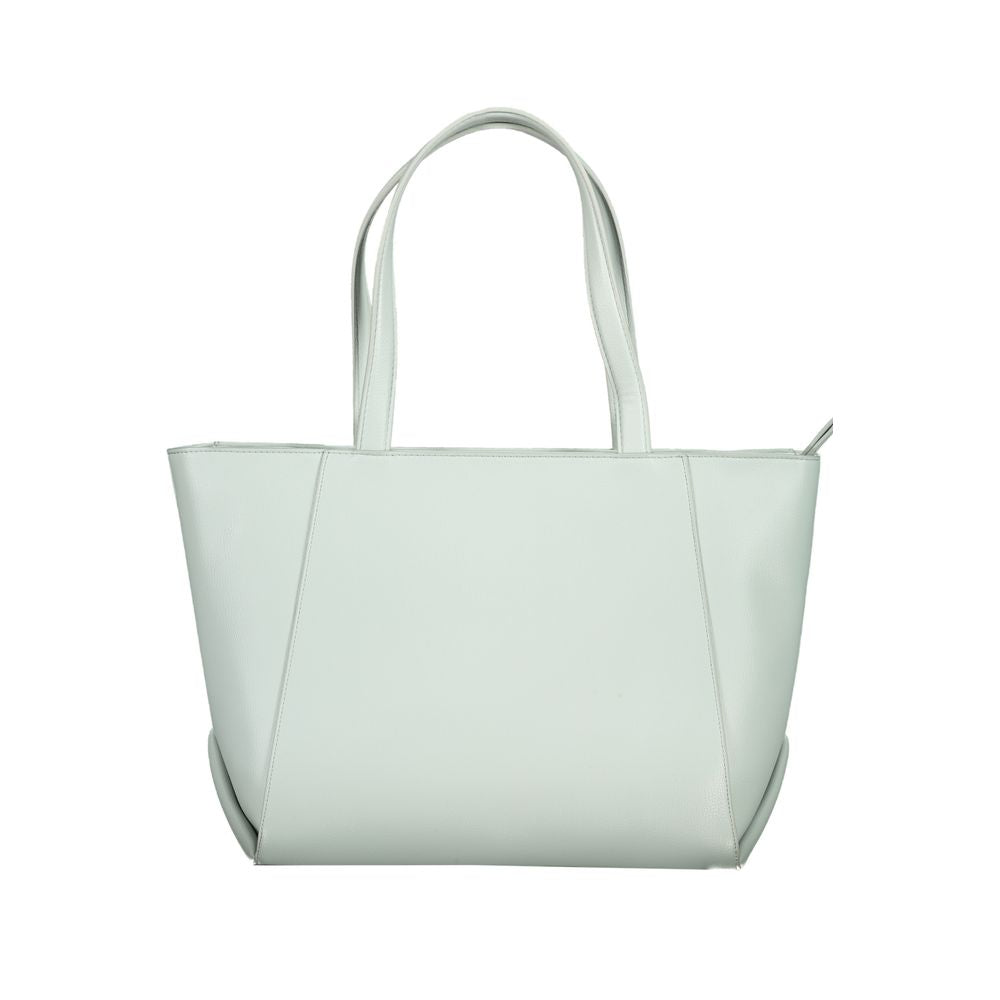 Light Blue Polyethylene Women HandbagElevate any ensemble with the latest Calvin Klein masterpiece, a vision in light blue that effortlessly merges function with high-end fashion. This sleek handbag boasts two shoulder straps for versatile carry and a sol