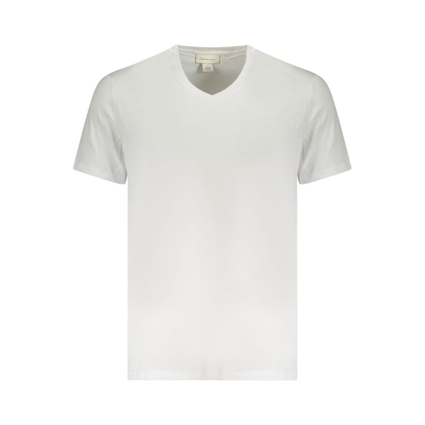 White Cotton Men T-ShirtElevate your everyday style with the Calvin Klein V-Neck T-shirt. This crisp white tee, featuring the iconic Calvin Klein logo embroidery, is a testament to minimalist chic and effortless cool. Crafted from pure, breathable cotton,