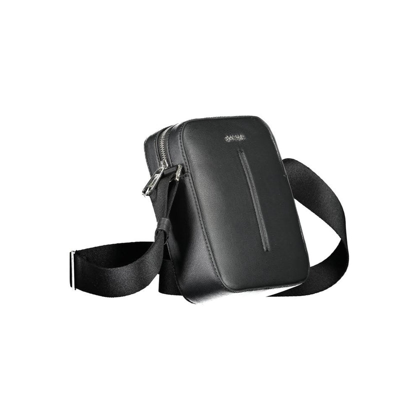 Black Polyester Men Shoulder BagElevate your style game with the Calvin Klein Eco-Conscious Shoulder Bag — a testament to modern elegance and ethical fashion. Crafted with 100% recycled polyester, this sleek black bag is a statement of refined durability