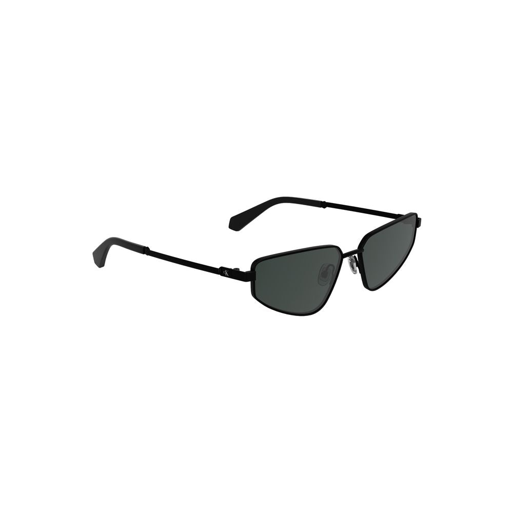 Black Metal Women SunglassInfuse your vision with the sleek sophistication of Calvin Klein sunglasses. These shades feature a bold metal frame that wraps around rectangular smoke lenses—a true statement piece for the trendsetter. With lens crafted to perf
