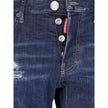 Blue Cotton Men JeansElevate your denim game with Dsquared²’s Cool Guy jeans, the epitome of rugged sophistication. Crafted in Italy, these jeans showcase edgy distressing and a tasteful fade for that perfectly worn-in look. A logo patch on the rear ensur