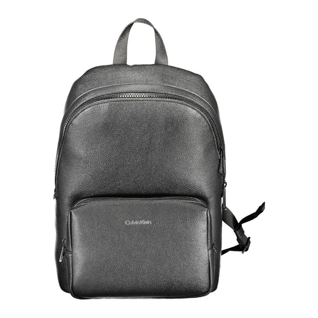 Black Polyethylene Men BackpackElevate your on-the-go style with the sleek Calvin Klein backpack, expertly crafted to keep pace with the dynamic lifestyle of the modern man. The bold black hue complements the minimalist design, featuring an external pocke