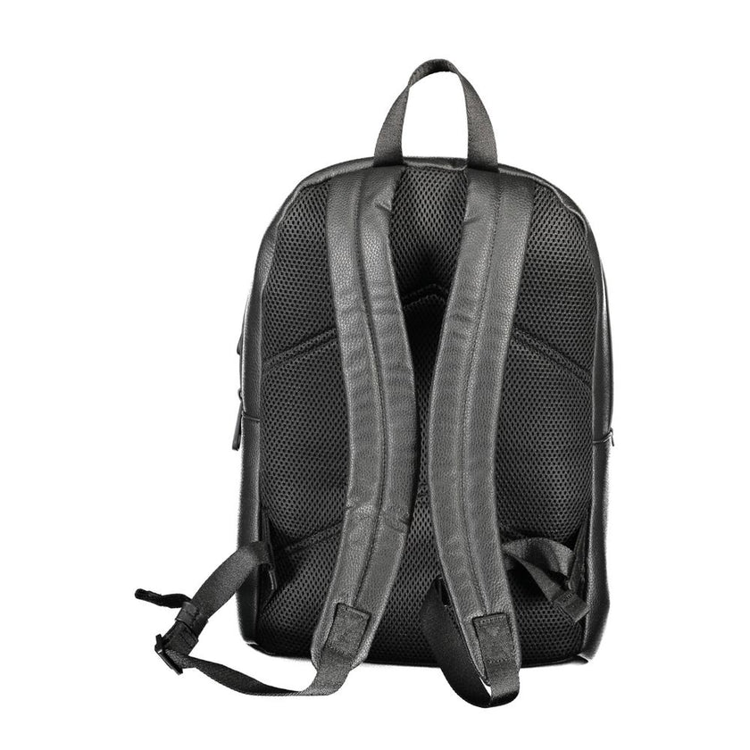 Black Polyethylene Men BackpackElevate your on-the-go style with the sleek Calvin Klein backpack, expertly crafted to keep pace with the dynamic lifestyle of the modern man. The bold black hue complements the minimalist design, featuring an external pocke