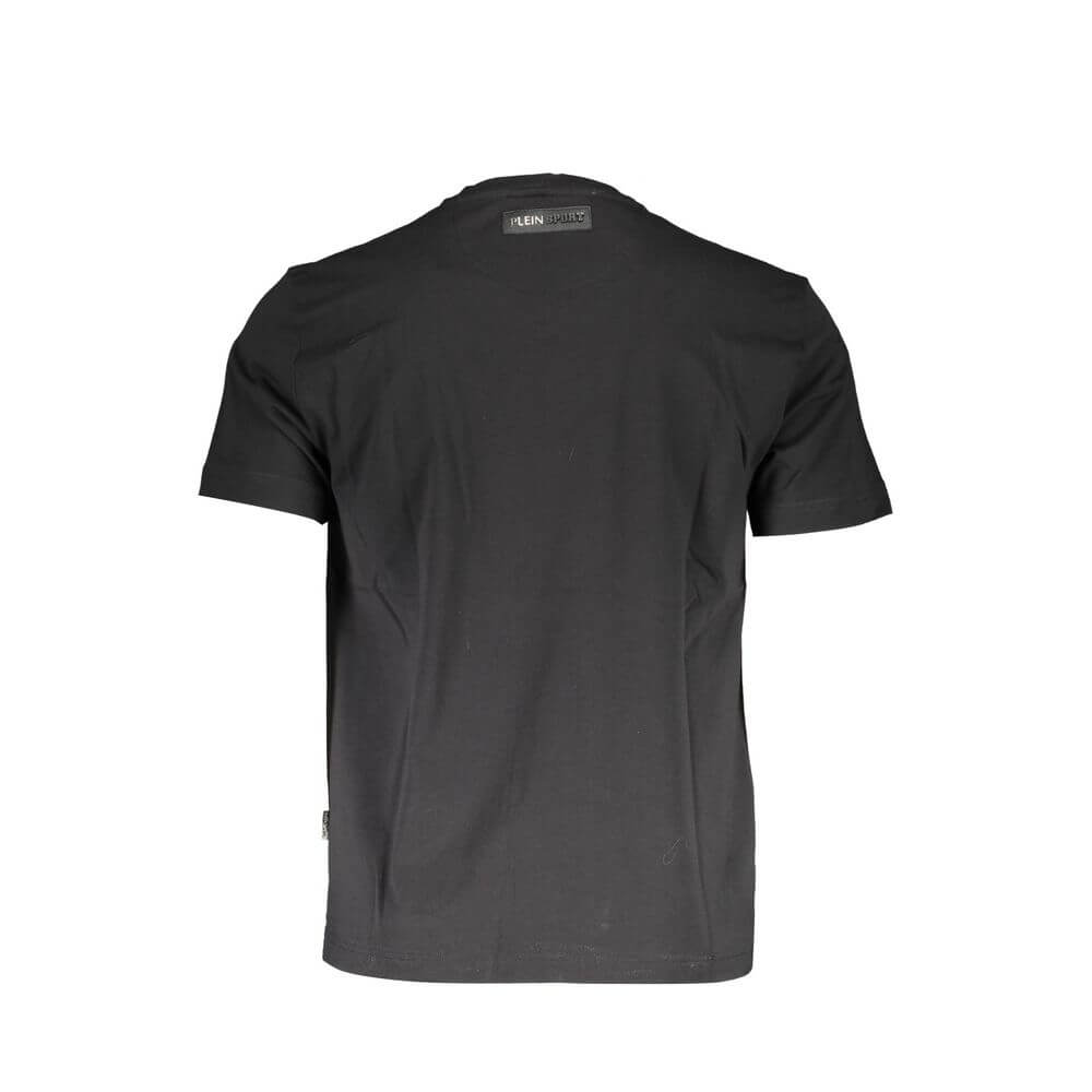 Black Cotton Men T-ShirtExude confidence and embody the essence of athleisure with Plein Sport’s sleek, short-sleeved t-shirt. With a bold “v” neckline accentuating the silhouette and a striking print emblazoned front and center, this black tee is not jus