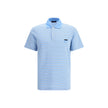 Light Blue Cotton Polo ShirtPrada’s Striped Polo Sweater combines a sporty style with the Maison’s iconic details. With a classic collar and three-button front closure, it is embellished with the unmistakable triangular patch on the front and a signature
