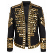 Black Acetate Men's BlazerMake a powerful statement with this exquisitely structured Balmain black blazer. Its gold-tone stud embellishments inject a dose of fearless attitude into your wardrobe, while the sharp, tailored cut ensures an impeccable silhoue