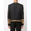 Black Acetate Men's BlazerMake a powerful statement with this exquisitely structured Balmain black blazer. Its gold-tone stud embellishments inject a dose of fearless attitude into your wardrobe, while the sharp, tailored cut ensures an impeccable silhoue