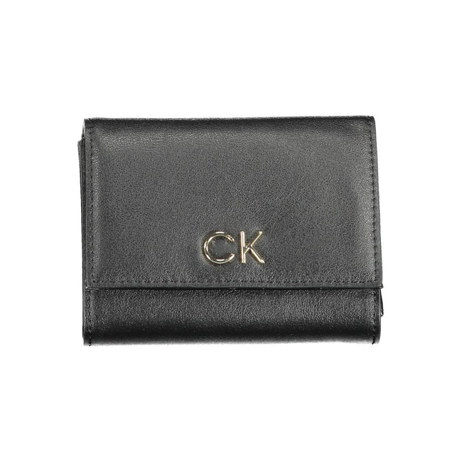 Black Polyester Women WalletElevate your accessory game with the sleek sophistication of Calvin Klein. Perfect for the modern fashionista, this black wallet is a statement piece that combines functionality with a high-fashion edge. Crafted with precision