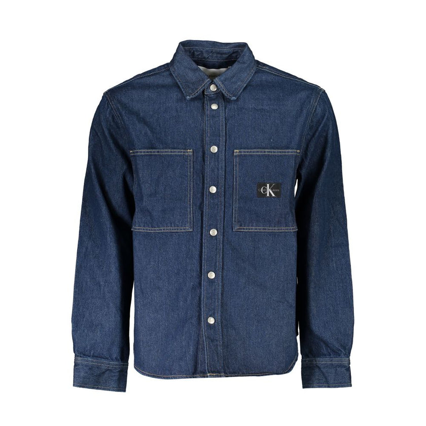 Blue Cotton Men JacketUnleash the essence of timeless fashion with Calvin Klein’s quintessential denim jacket. Meticulously crafted with a regular fit that’s both versatile and undeniably comfortable, it boasts an iconic style that transcends trends. High