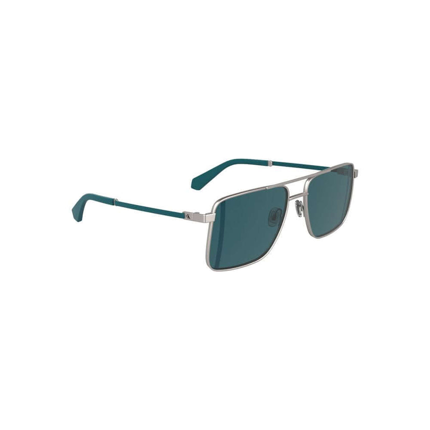 Gray Metal Men SunglassElevate your style quotient effortlessly with these sleek Calvin Klein sunglasses, engineered for the modern trendsetter. Crafted with a sophisticated metal frame that encases the statement-making square blue lenses, these shades ar