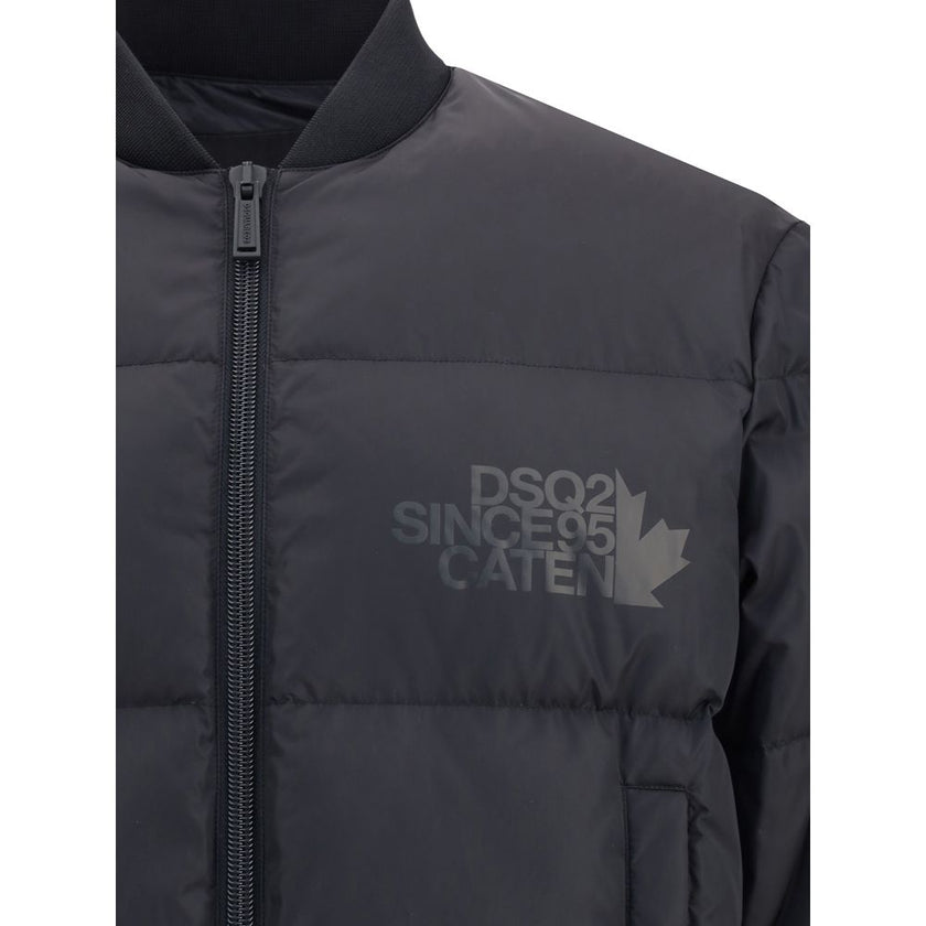 Black Polyamide BomberThe Easy Puffer Down Jacket by Dsquared2 is ideal for tackling the cold season in style. Featuring a quilted and padded design, it features a ribbed collar, cuffs and hem for a snug and comfortable fit. The double-slider front zipper