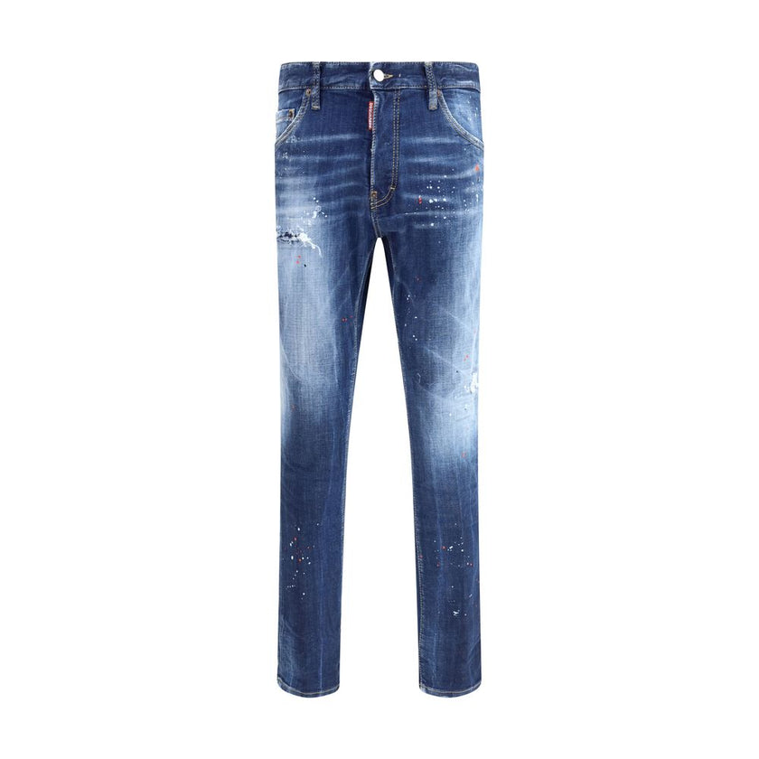 Blue Cotton Slim Fit JeansDsquared2’s Cool Guy Jeans are an iconic garment with a bold, contemporary character. Made from cotton and featuring a five-pocket design, they feature a front button closure and belt loops for a customizable fit. The logoed leat