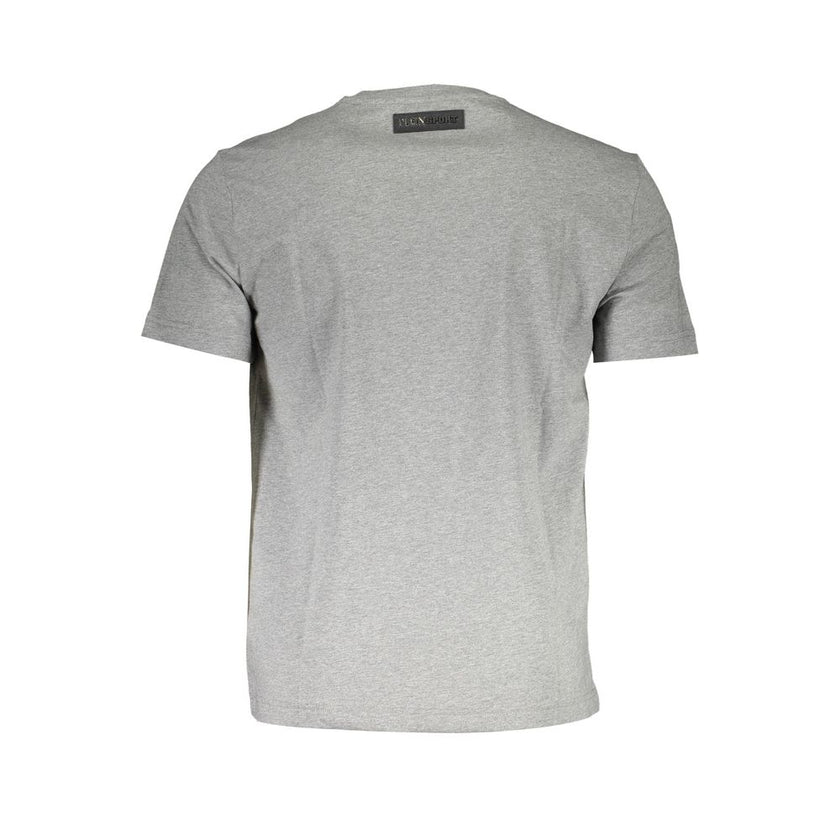 Gray Cotton Men T-ShirtIndulge in the edgy opulence of Plein Sport with this must-have gray t-shirt, a piece that transcends mere fashion. Its sharp V-neckline and bold print evoke a sense of rebellion while proudly brandishing the iconic Plein Sport logo