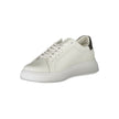 Sleek White Contrast Lace-Up SneakersElevate your style with these well-crafted sneakers featuring a striking print and contrast details guaranteed to turn heads. The prominent logo of Calvin Klein adds a touch of luxury to your sporty look. Meticulously