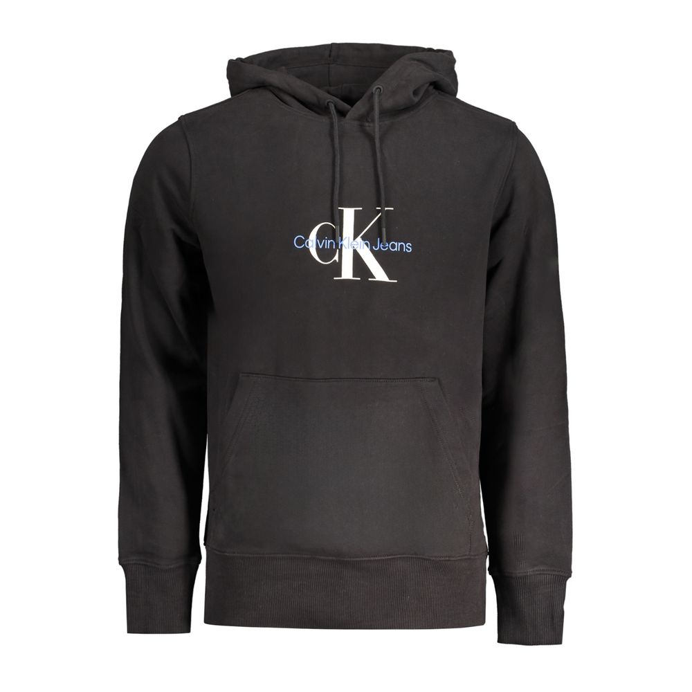 Black Cotton Men Sweater HoodieElevate your wardrobe with the quintessence of modern luxury — the Calvin Klein long-sleeved hooded sweatshirt. Crafted for the trendsetters, this sleek black piece embodies style with functionality, featuring a central pock
