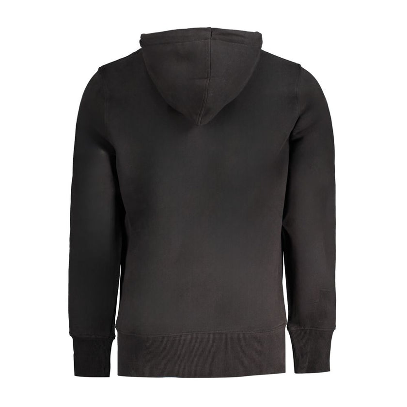 Black Cotton Men Sweater HoodieElevate your wardrobe with the quintessence of modern luxury — the Calvin Klein long-sleeved hooded sweatshirt. Crafted for the trendsetters, this sleek black piece embodies style with functionality, featuring a central pock