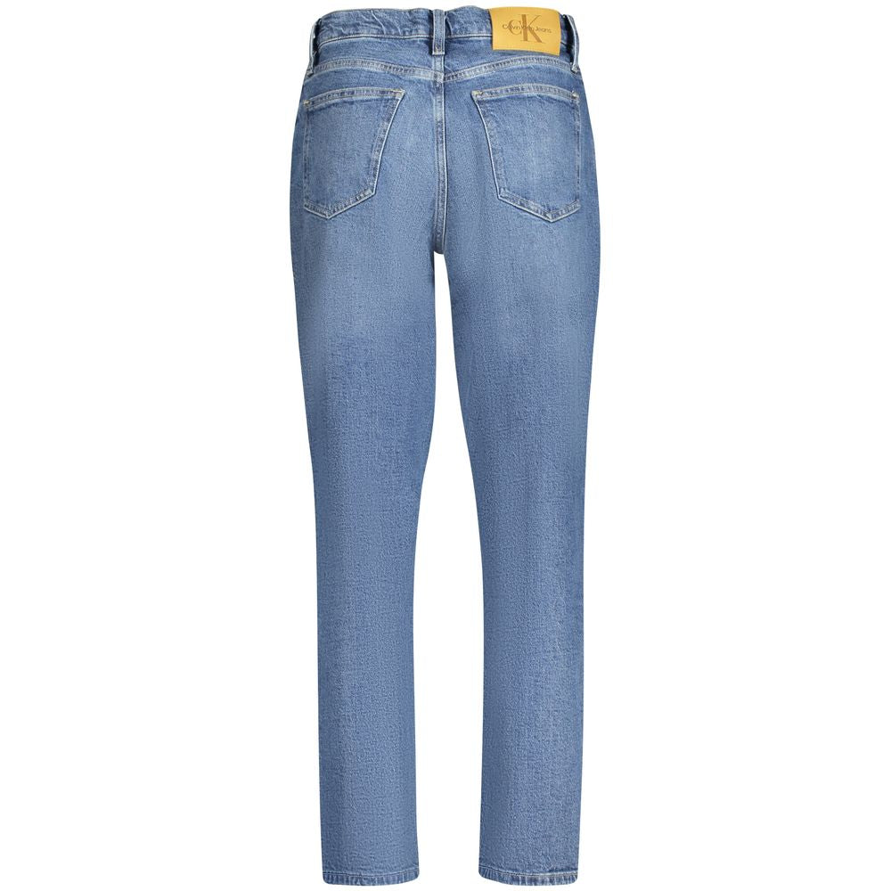 Blue Cotton Women JeansStep into the world of eco-conscious fashion with these stylish Calvin Klein Mom Jeans. Designed to make a statement while supporting sustainability, they feature a subtle washed effect for that ideal vintage appeal. Meticulously cr
