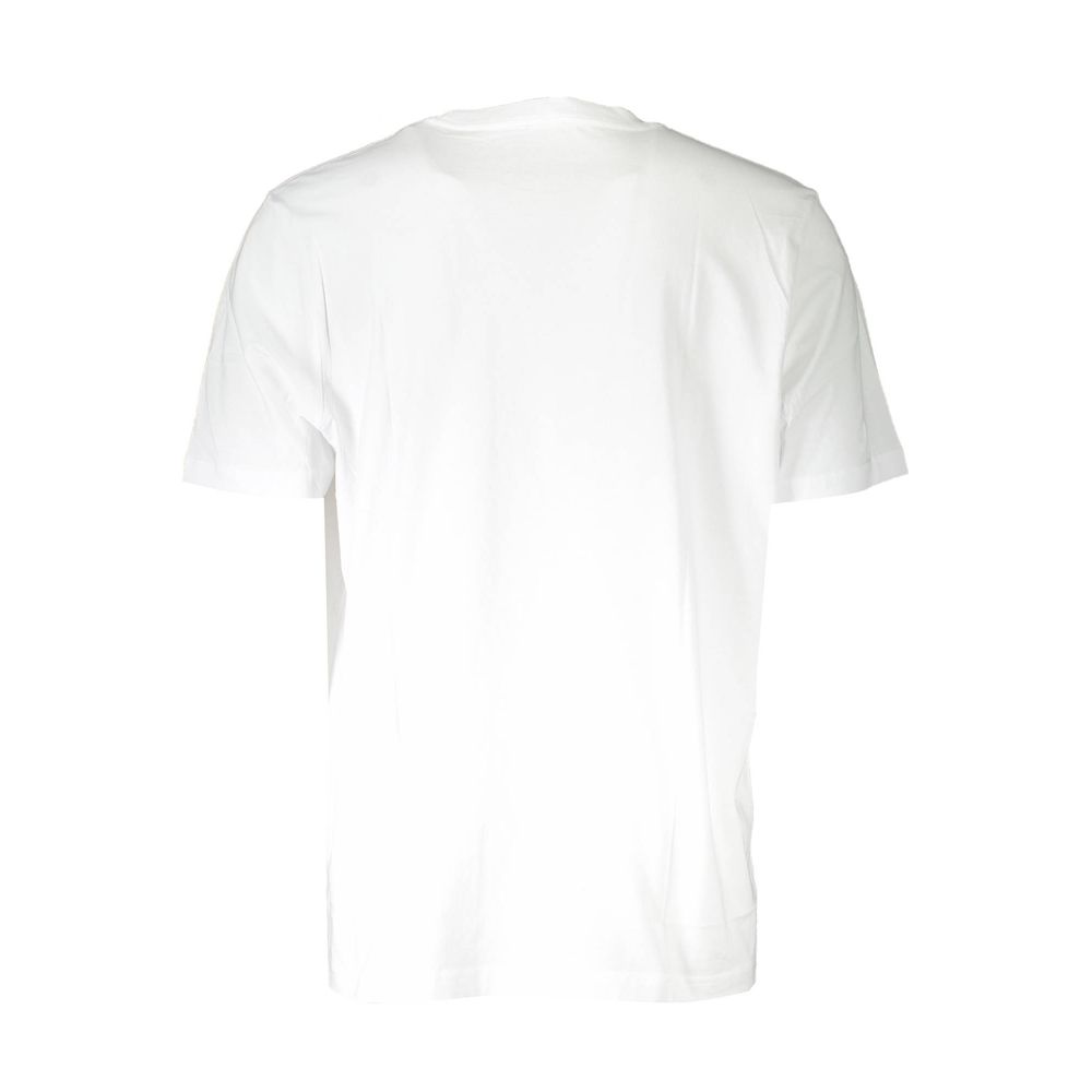 White Cotton Men T-ShirtStep into the realm of effortless style with Diesel’s quintessential crew neck tee. Exuding confidence and a touch of rebellion, this crisp white t-shirt is accented with a bold logo application that captures the essence of the bra