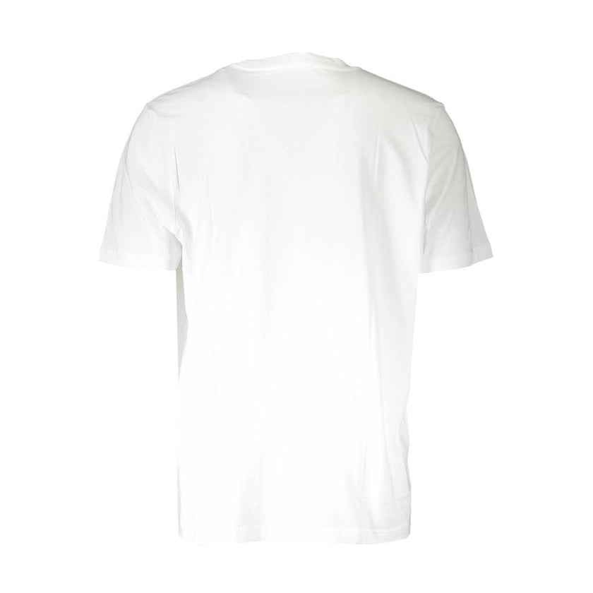 White Cotton Men T-ShirtStep into the realm of effortless style with Diesel’s quintessential crew neck tee. Exuding confidence and a touch of rebellion, this crisp white t-shirt is accented with a bold logo application that captures the essence of the bra