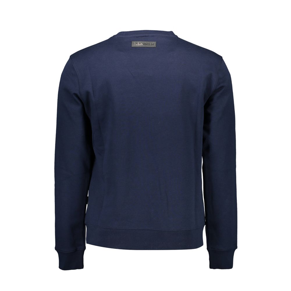 Blue Cotton Men SweaterElevate your athleisure with this bold Plein Sport sweatshirt, where comfort meets luxury in every stitch. Its crew neck and long sleeves bear the unmistakable energy of the brand’s logo and dynamic print, proving that casual doesn’