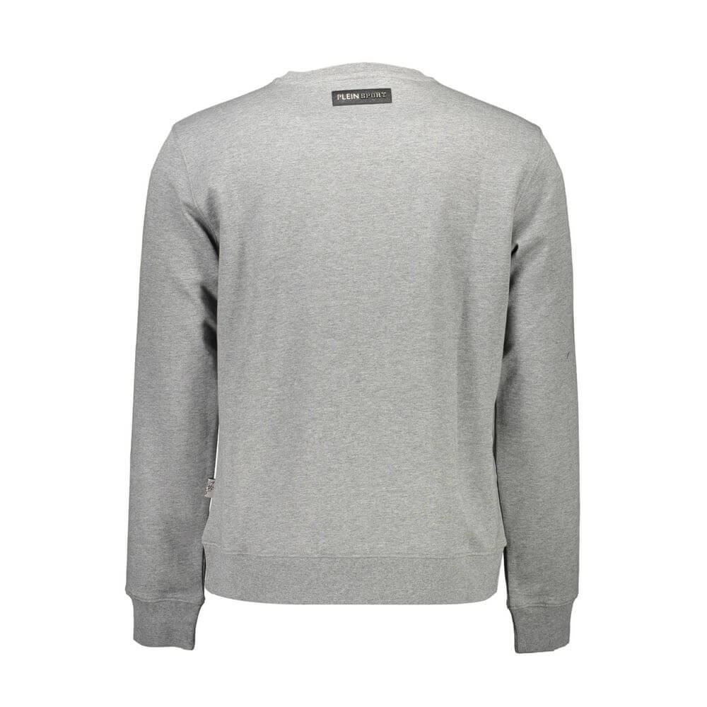 Gray Cotton Men SweaterEmbrace the fusion of luxury and athleticism with the Plein Sport Long Sleeve Sweatshirt. The embodiment of bold sophistication, this crew neck piece boasts a statement print and the unmistakable Plein Sport logo, making it a stando