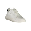 White Leather Men SneakerElevate your sneaker game with the cutting-edge style of Calvin Klein’s latest offering. These sports shoes come laced with bold, contrasting black details that capture the essence of urban chic. Featuring a removable insole for u