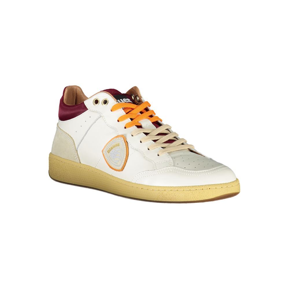 Nero Leather Men's Sneaker with Contrast Details