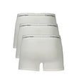 White Cotton Men BoxerElevate your essentials with Calvin Klein’s signature finesse. This tri-pack of Parigamba Shorty boxers blends style with unparalleled comfort, featuring an elastic waistband adorned with the iconic logo. With contrasting details for