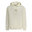 White Cotton Men SweaterElevate your comfort game with this upscale Calvin Klein hoodie. Featuring intricate embroidery that sets you apart, this white sweatshirt is crafted with 20% recycled cotton, aligning luxury with sustainability. Perfect for those