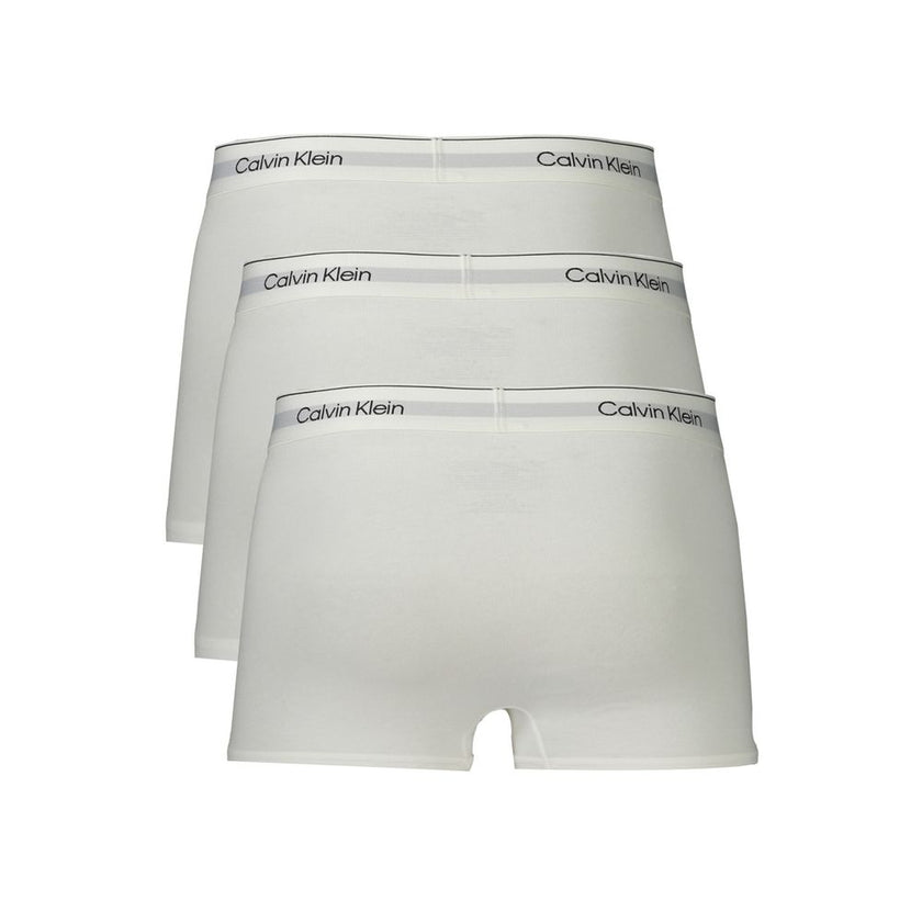 White Cotton Men Boxer ShortStep into the epitome of comfort and style with these sleek Calvin Klein low waist boxer shorts. Crafted with an eye for sustainable luxury, this tri-pack features the iconic branded elastic waistband, ensuring a snug fit and u
