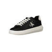 Black Polyester Women SneakerStep into the urban jungle with flair in these Calvin Klein sneakers. Crafted for the daring fashionista, they blend bold design with sustainability. Featuring a dynamic mix of contrasting details and the iconic logo print, th