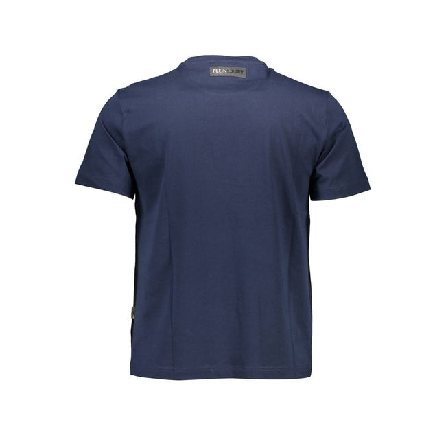 Blue Cotton Men T-ShirtUnleash your inner athlete with effortless style in this striking Plein Sport short sleeve t-shirt. Dominated by bold contrasting details and the unmistakable Plein Sport logo, this crew neck tee is a statement of high-fashion meets