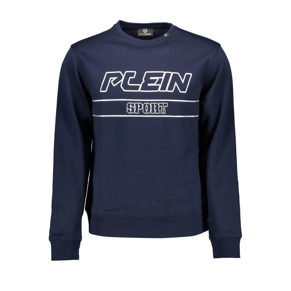 Blue Cotton Men SweaterStep into the realm of luxury and athleticism with this stellar Plein Sport sweatshirt. Crafted for the bold and the fashion-forward, it boasts a distinctive blue hue accented with contrasting details that announce your presence. Th