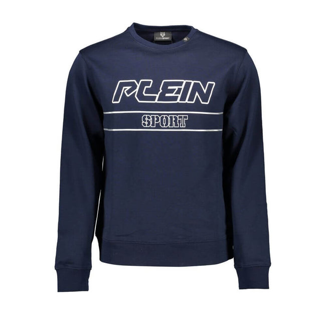 Blue Cotton Men SweaterStep into the realm of luxury and athleticism with this stellar Plein Sport sweatshirt. Crafted for the bold and the fashion-forward, it boasts a distinctive blue hue accented with contrasting details that announce your presence. Th