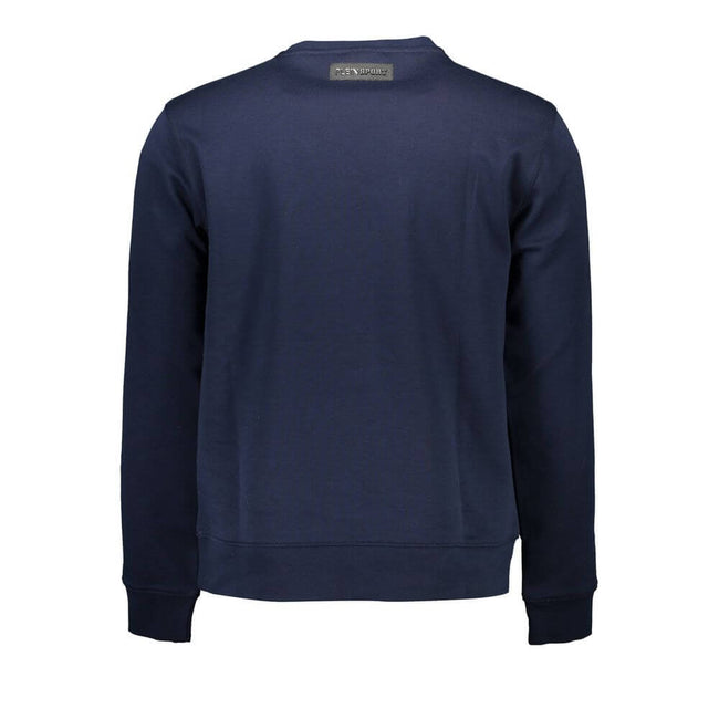 Blue Cotton Men SweaterStep into the realm of luxury and athleticism with this stellar Plein Sport sweatshirt. Crafted for the bold and the fashion-forward, it boasts a distinctive blue hue accented with contrasting details that announce your presence. Th